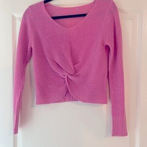 🔴 5 for 20$ - Pink Cropped knotted long sleeve shirt